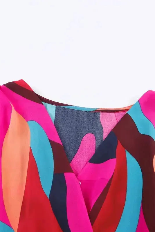 Abstract Puff Sleeve Mini Dress - Fashionfitz