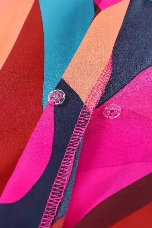 Abstract Puff Sleeve Mini Dress - Fashionfitz