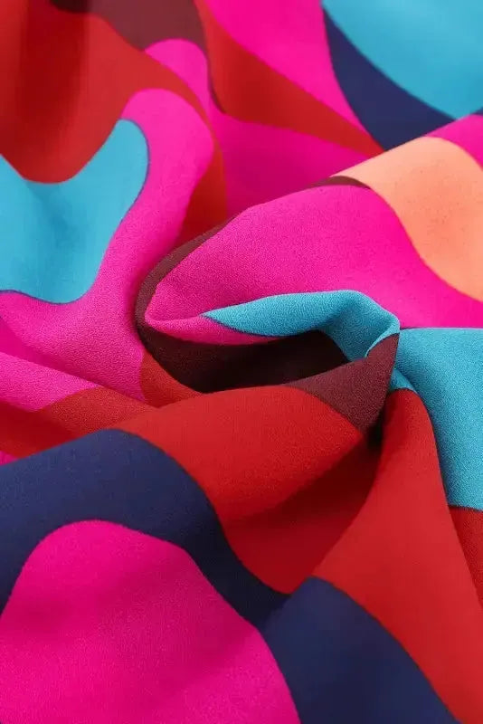 Abstract Puff Sleeve Mini Dress - Fashionfitz