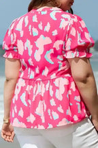 Abstract Rose Plus Size Blouse - Fashionfitz