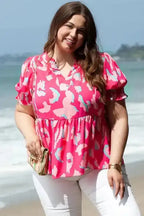 Abstract Rose Plus Size Blouse - Fashionfitz