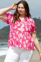 Abstract Rose Plus Size Blouse - Fashionfitz