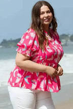 Abstract Rose Plus Size Blouse - Fashionfitz