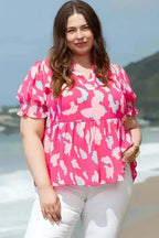 Abstract Rose Plus Size Blouse - Fashionfitz