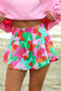 Abstract smock waist casual shorts