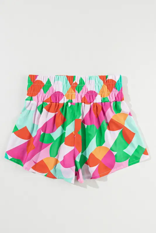 Abstract smock waist casual shorts