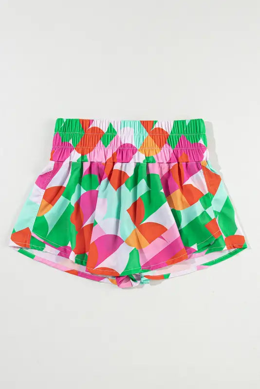 Abstract smock waist casual shorts