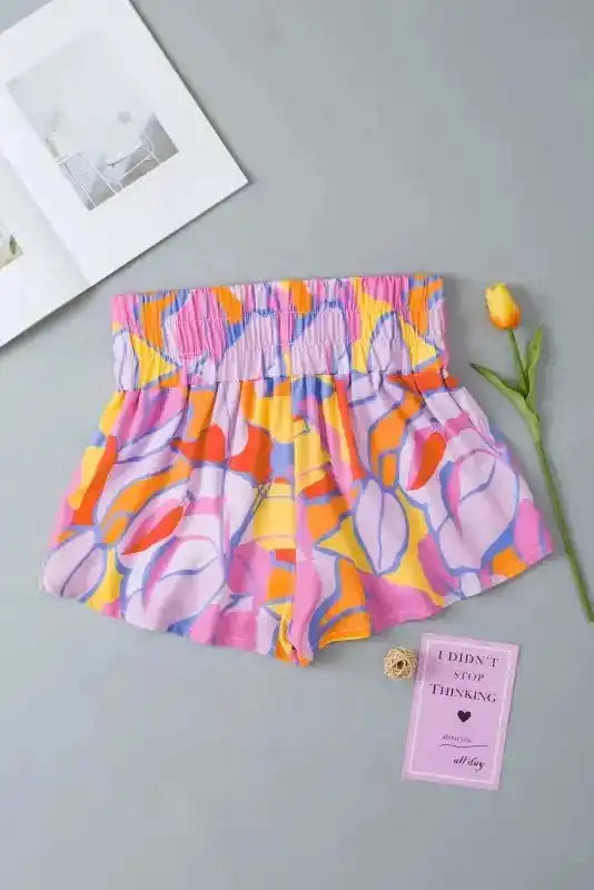 Abstract Smock Waist Casual Shorts - Fashionfitz