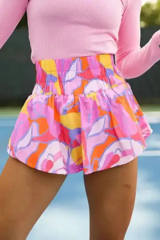 Abstract Smock Waist Casual Shorts - Fashionfitz