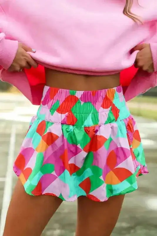 Abstract Smock Waist Casual Shorts - Fashionfitz