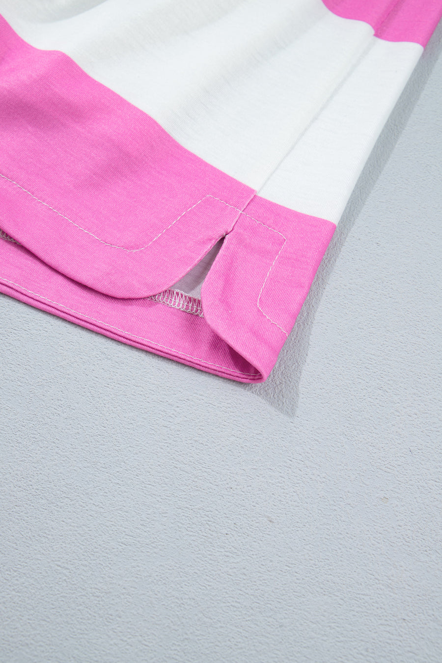 Rose Stripe Colorblock Trim Polo Tee Drawstring Mini Skirt 2pcs Set