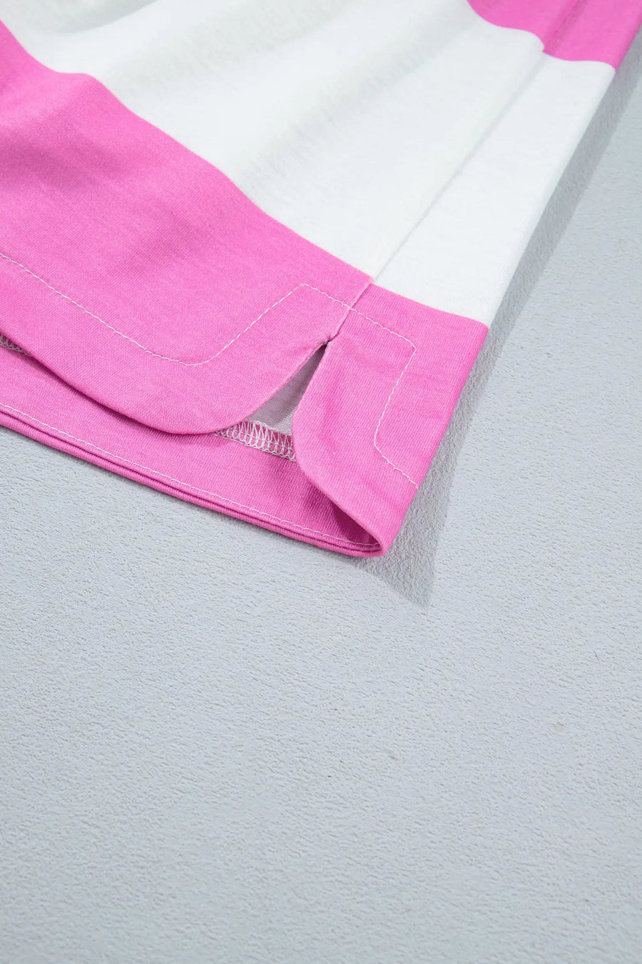 Rose Stripe Colorblock Trim Polo Tee Drawstring Mini Skirt 2pcs Set