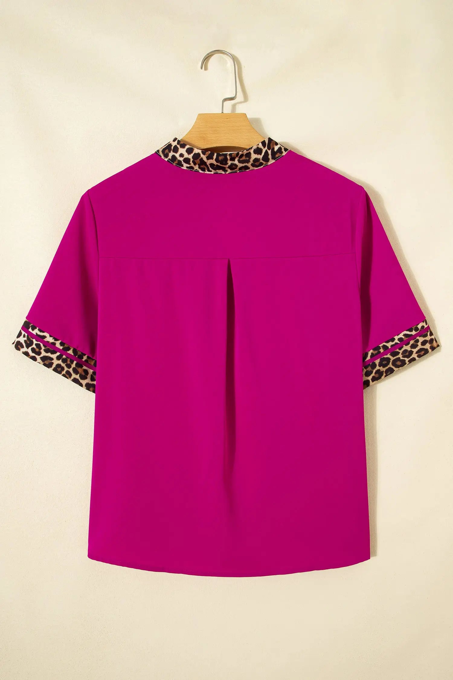 Leopard patchwork split v-neck short sleeve blouse blouses