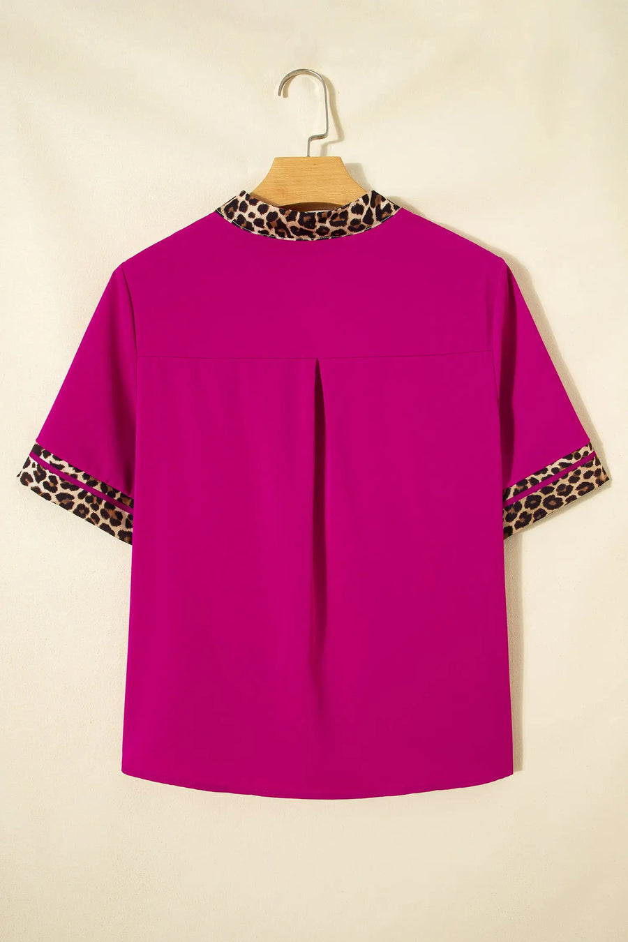 Leopard patchwork split v-neck short sleeve blouse blouses