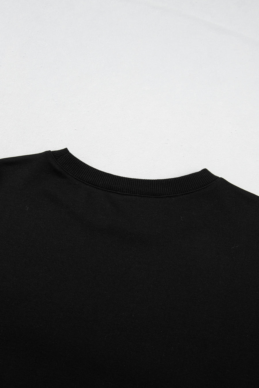 Color black Embroidered Spooky Season Graphic Long Sleeve Round Neck Pullover Sweatshirt
