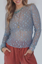 Sheer Floral Lace Slim-Fit Top