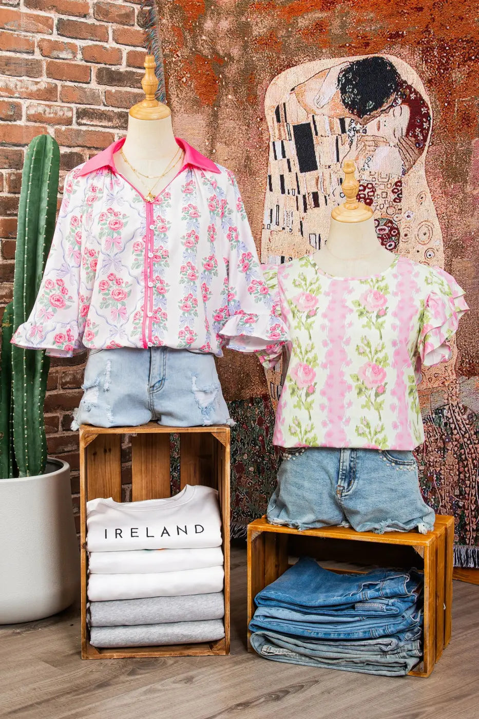 Floral ruffled sleeve top - summer essentials | versatile women’s wear