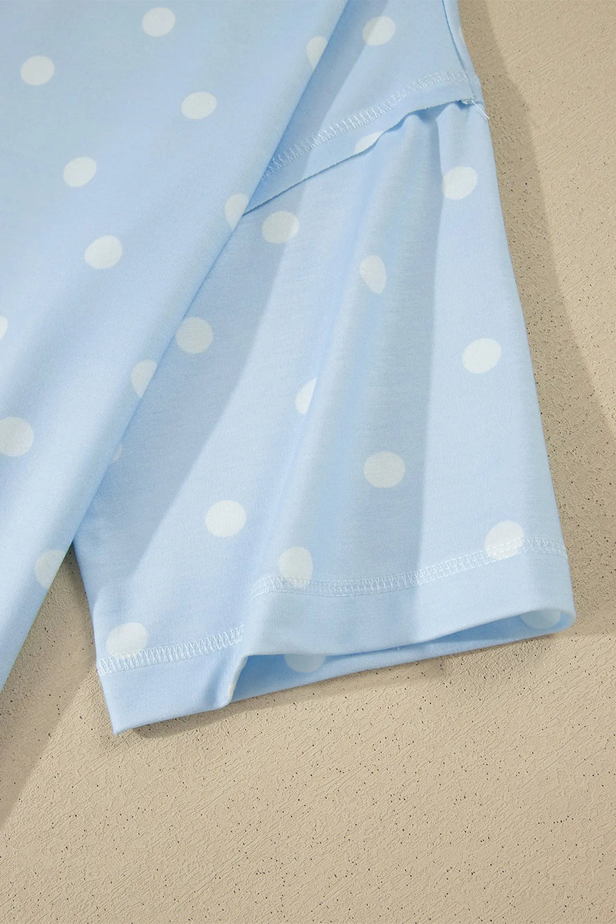 Polka Dot Exposed Seam Loose Tee Drawstring Shorts Two-Piece Set