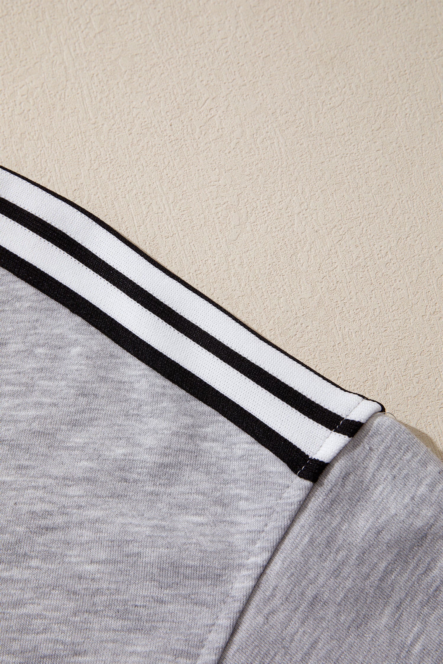 Patchwork Stripe Raw Edge Hem Oversized Short Sleeve Round Neck Tee