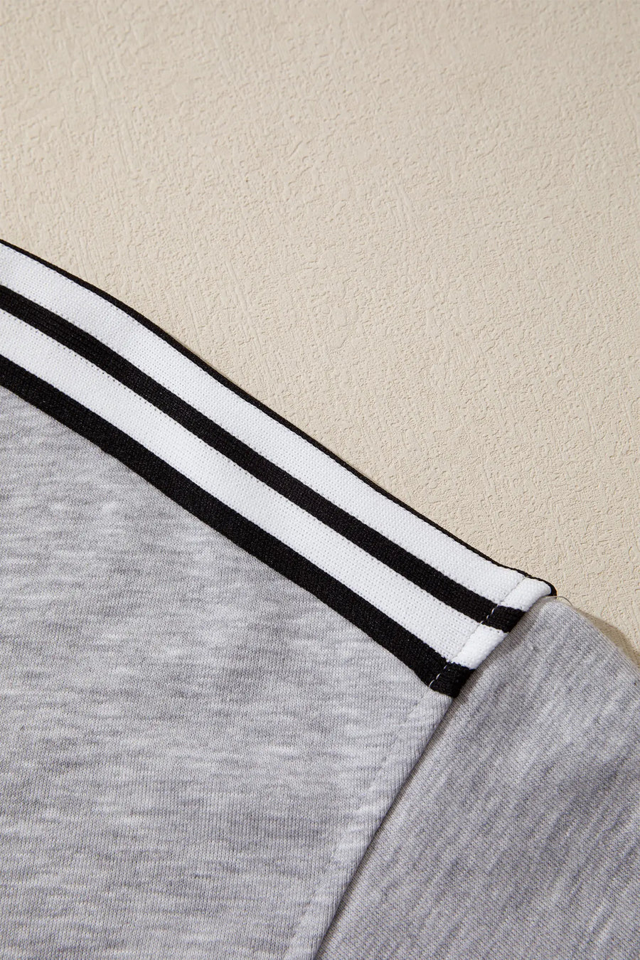 Patchwork Stripe Raw Edge Hem Oversized Short Sleeve Round Neck Tee — close-up detail | Fashionfitz UK
