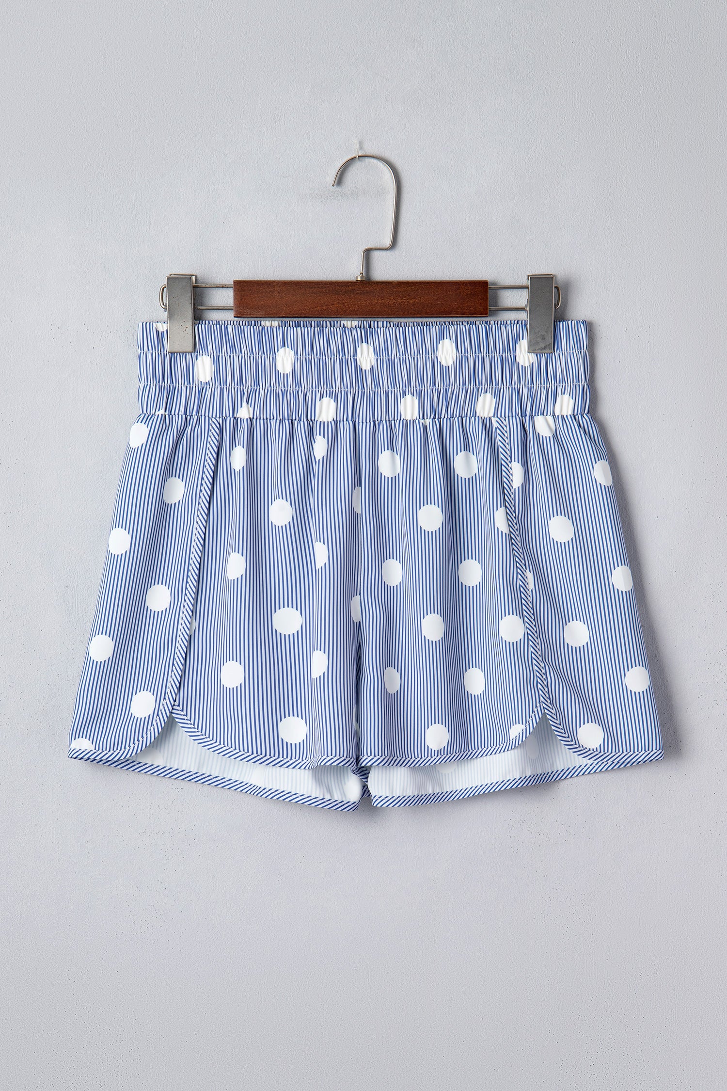 Polka Dot Print Shirred High Waist Casual Shorts