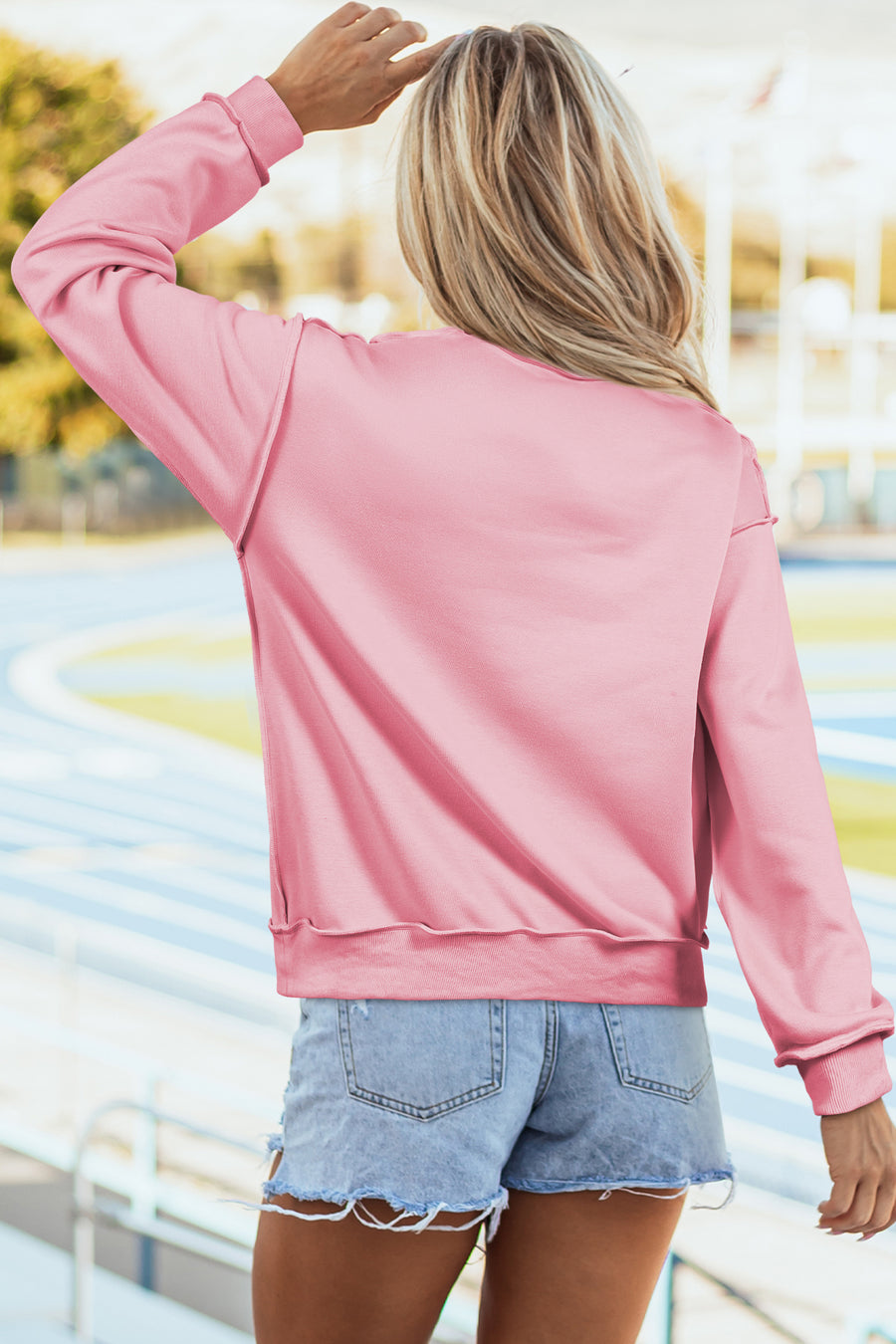 Drop Shoulder Reversible Mock Neck Sweatshirt Women UK