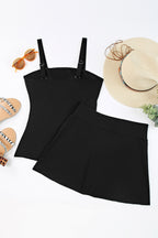 Black Square Neck Tankini Swimsuit