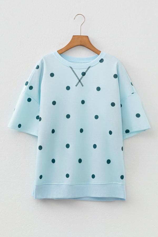 Polka Dot Crossed Seam Detail Oversized Tee Women UK