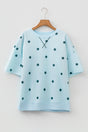 Polka dot crossed seam detail oversized tee front view — Fashionfitz UK