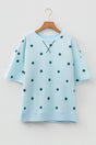 Polka dot crossed seam detail oversized tee front view — Fashionfitz UK