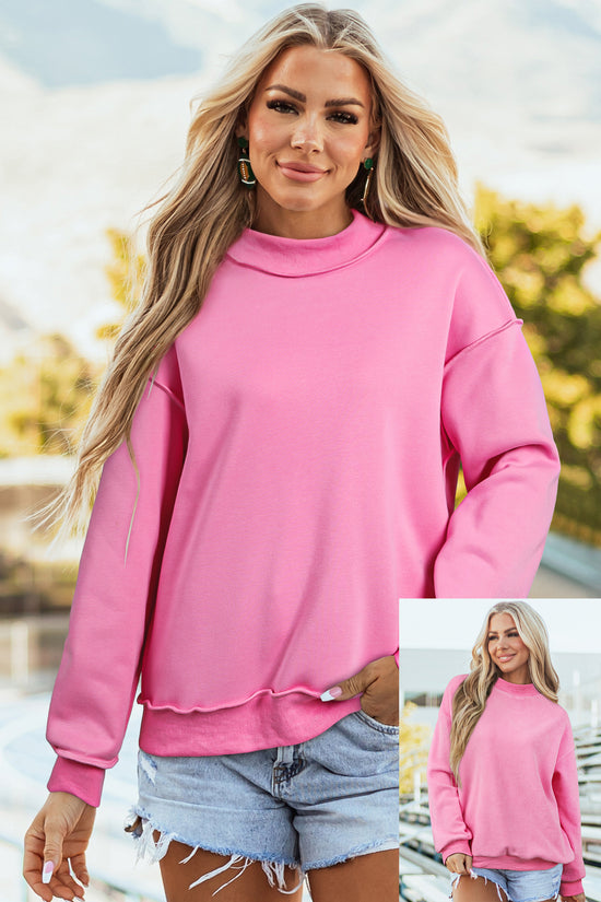 Drop Shoulder Reversible Mock Neck Sweatshirt Women UK