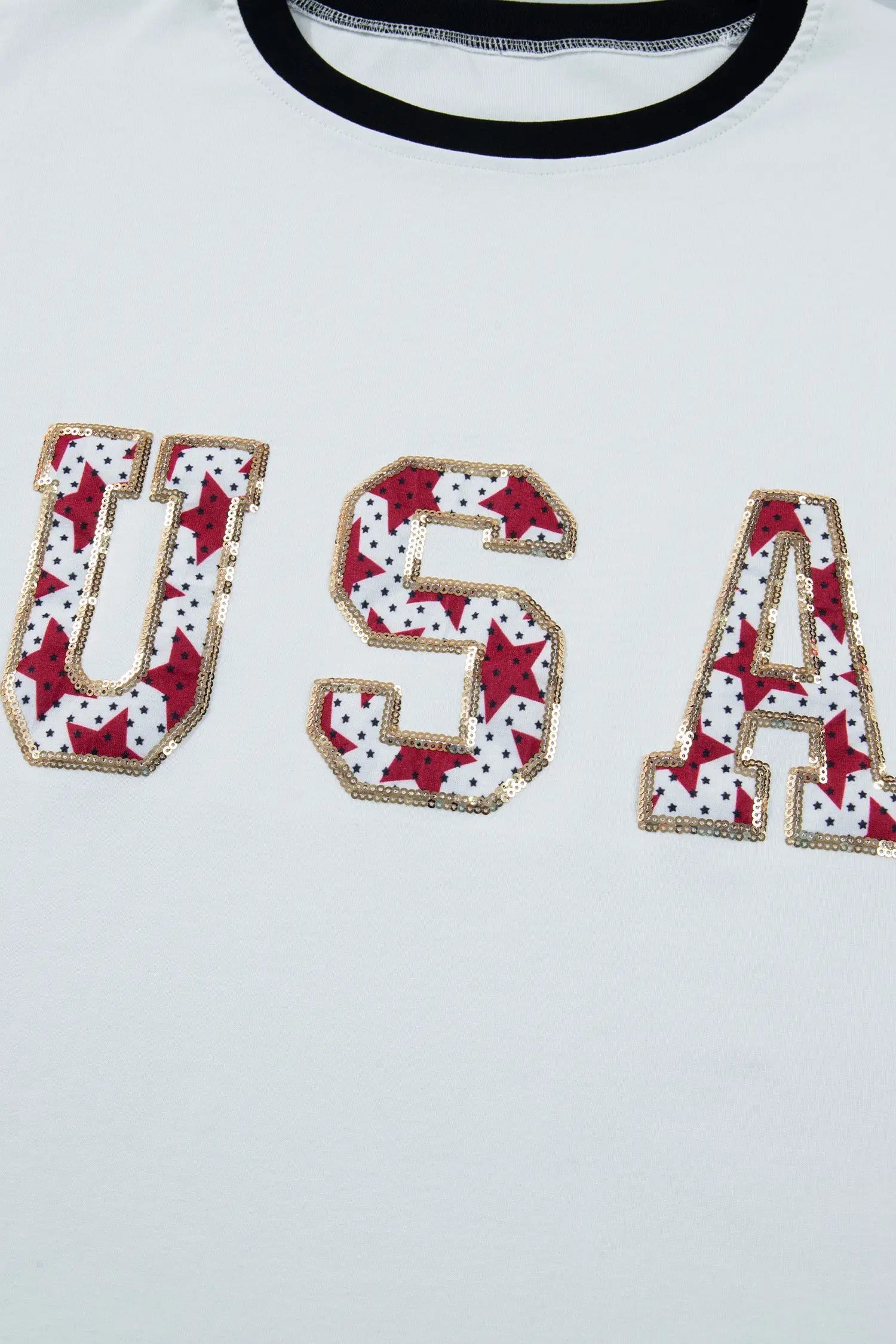 Women’s usa sequin colourblock letter print loose t-shirt t-shirts