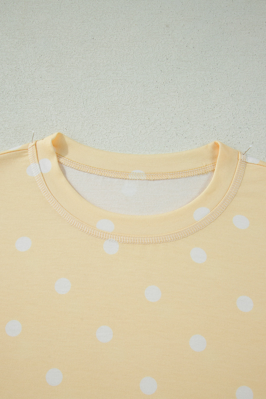 Polka Dot Exposed Seam Loose Tee Drawstring Shorts Two-Piece Set