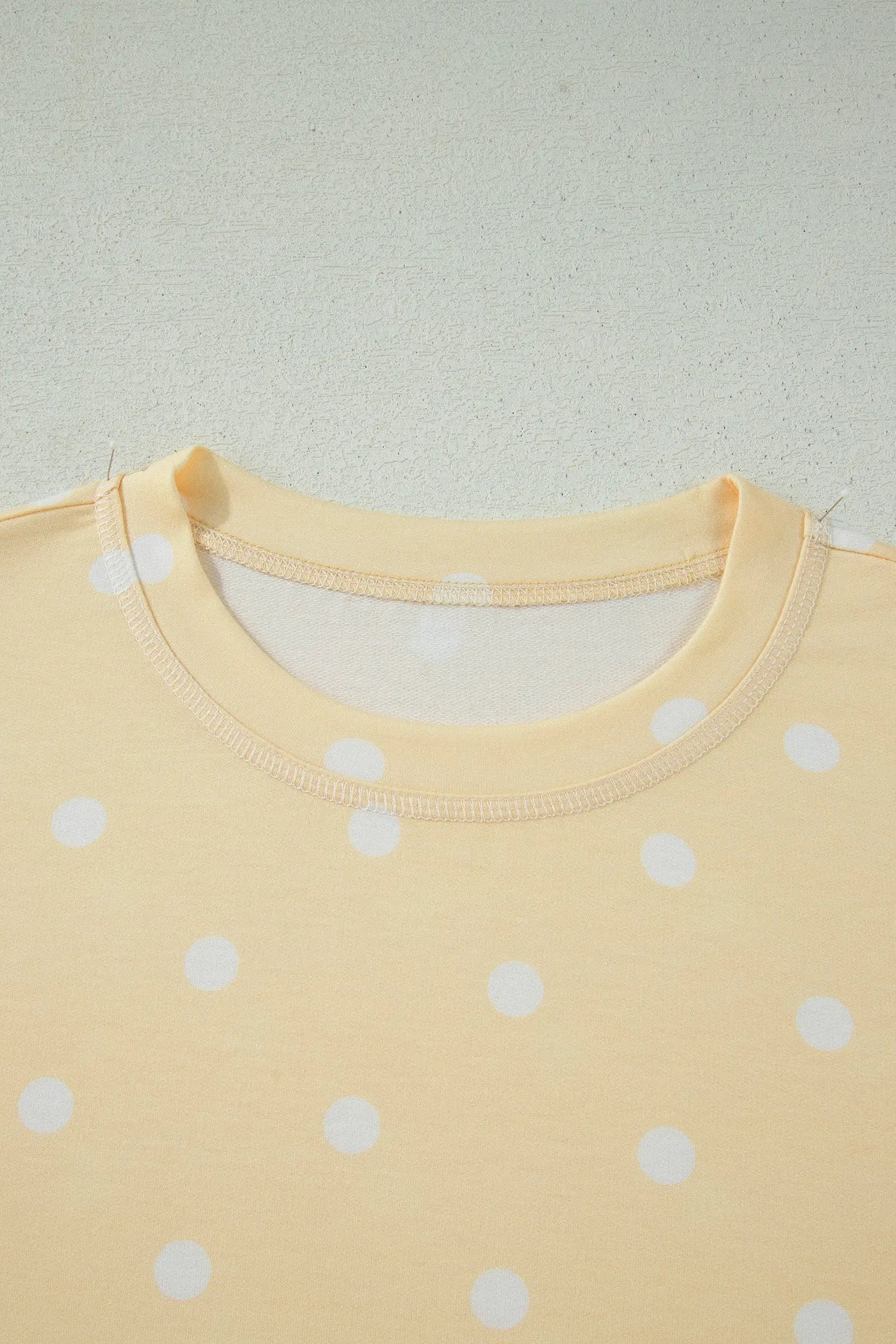 Polka Dot Exposed Seam Loose Tee Drawstring Shorts Two-Piece Set
