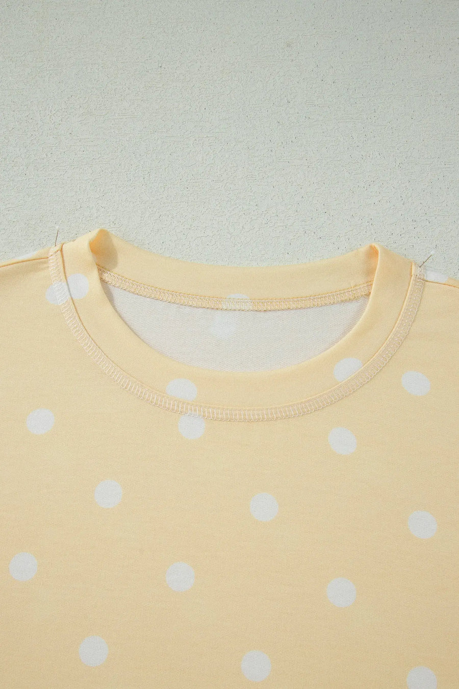 Polka Dot Exposed Seam Loose Tee Drawstring Shorts Two-Piece Set