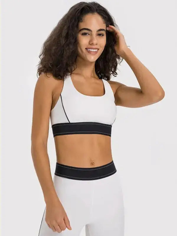 Adjustable strap shockproof training sports set - white / s - activewear leggings sets