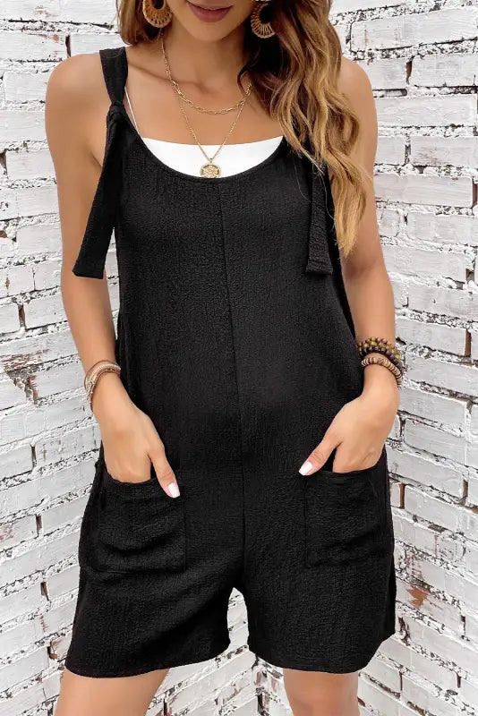 Adjustable straps textured romper - rompers