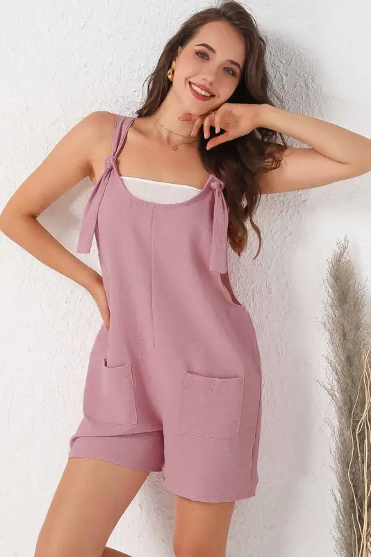 Adjustable straps textured romper - rompers