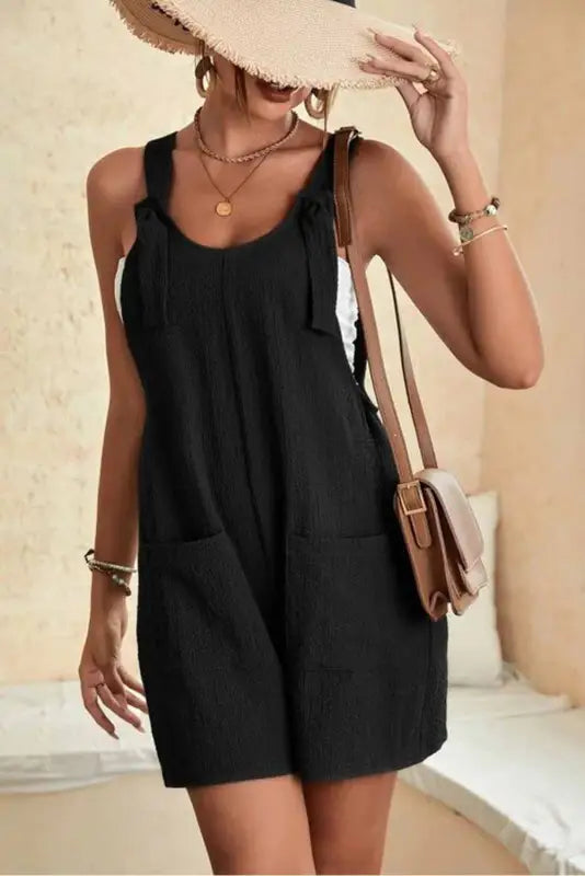 Adjustable straps textured romper - rompers