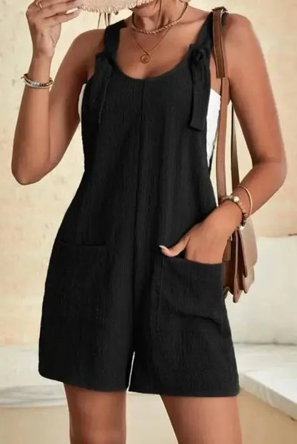 Adjustable Straps Textured Romper - Fashionfitz