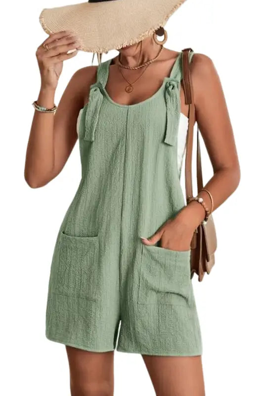 Adjustable straps textured romper - rompers