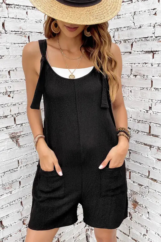 Adjustable straps textured romper - rompers