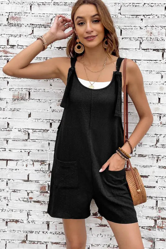 Adjustable straps textured romper - rompers