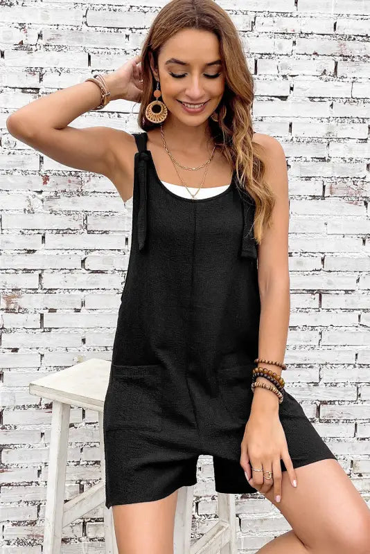 Adjustable straps textured romper - rompers