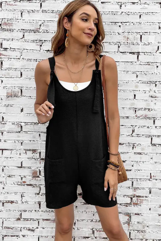 Adjustable straps textured romper - rompers