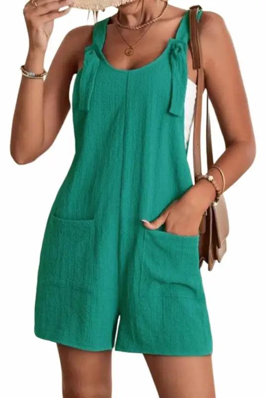 Adjustable straps textured romper - rompers