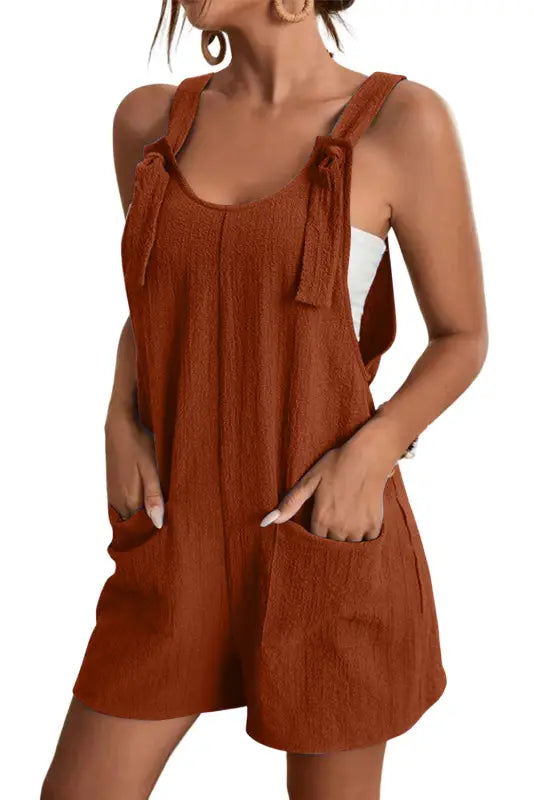 Adjustable straps textured romper - rompers