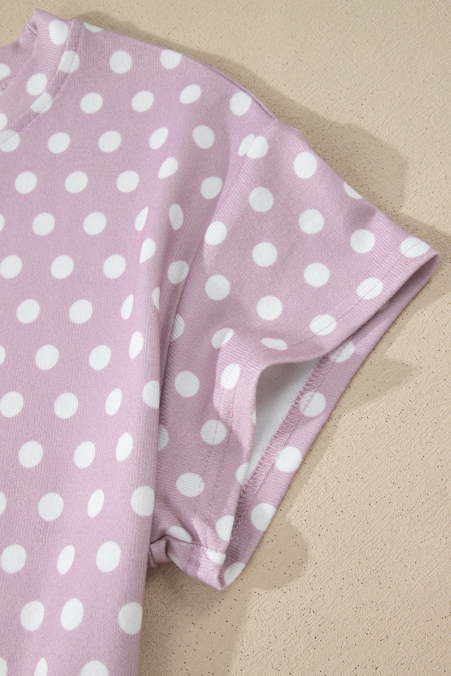 Polka Dot Print Round Neck Short Sleeve Top & Shorts Co-Ord Set