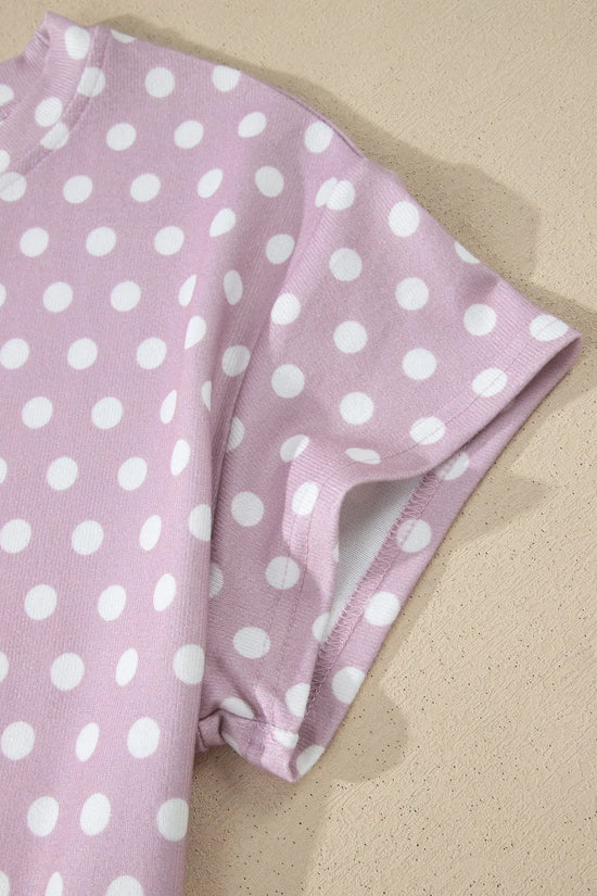 Polka dot print round neck short sleeve top & shorts co-ord set outfit sets