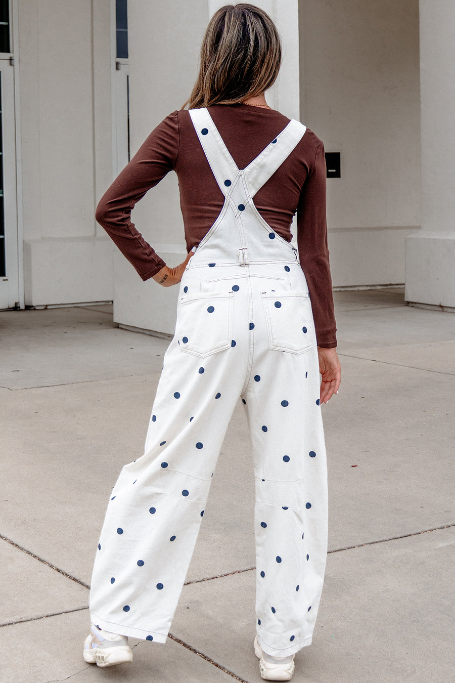 Polka Dot Denim Barrel Overalls Jumpsuit Women UK